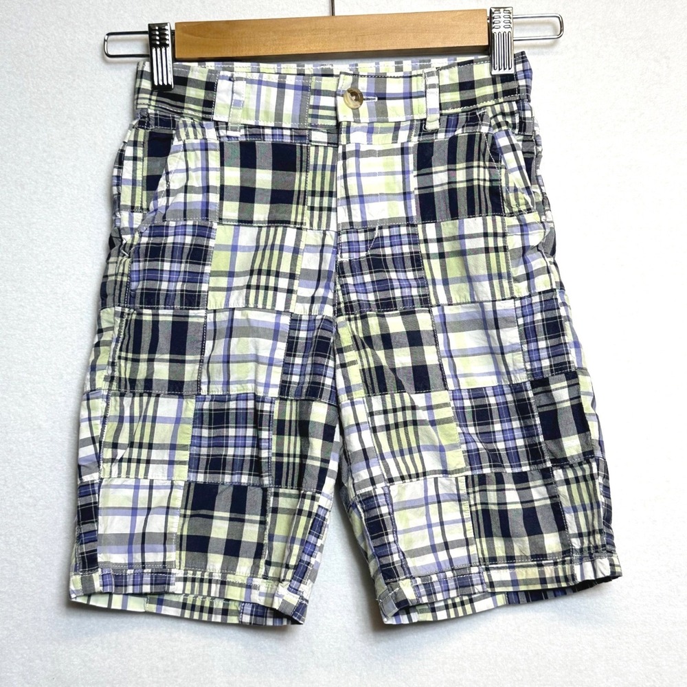 Janie and Jack Patchwork Plaid Shorts Boys 6 Bermudas Madras Preppy Coastal